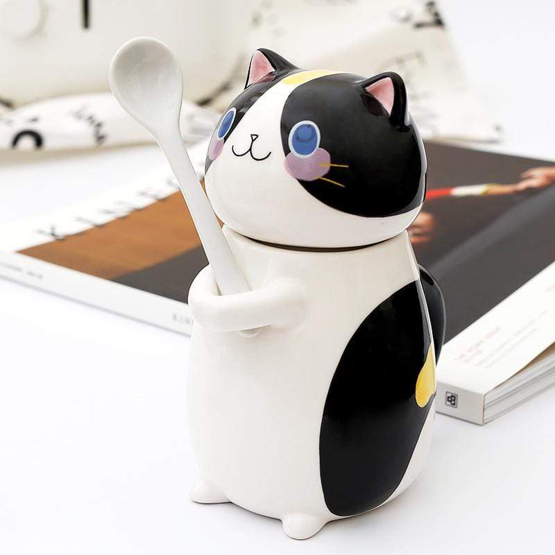 Cute Cat Coffee Mugs with Spoon