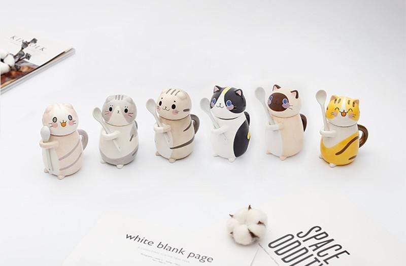 Cute Cat Coffee Mugs with Spoon