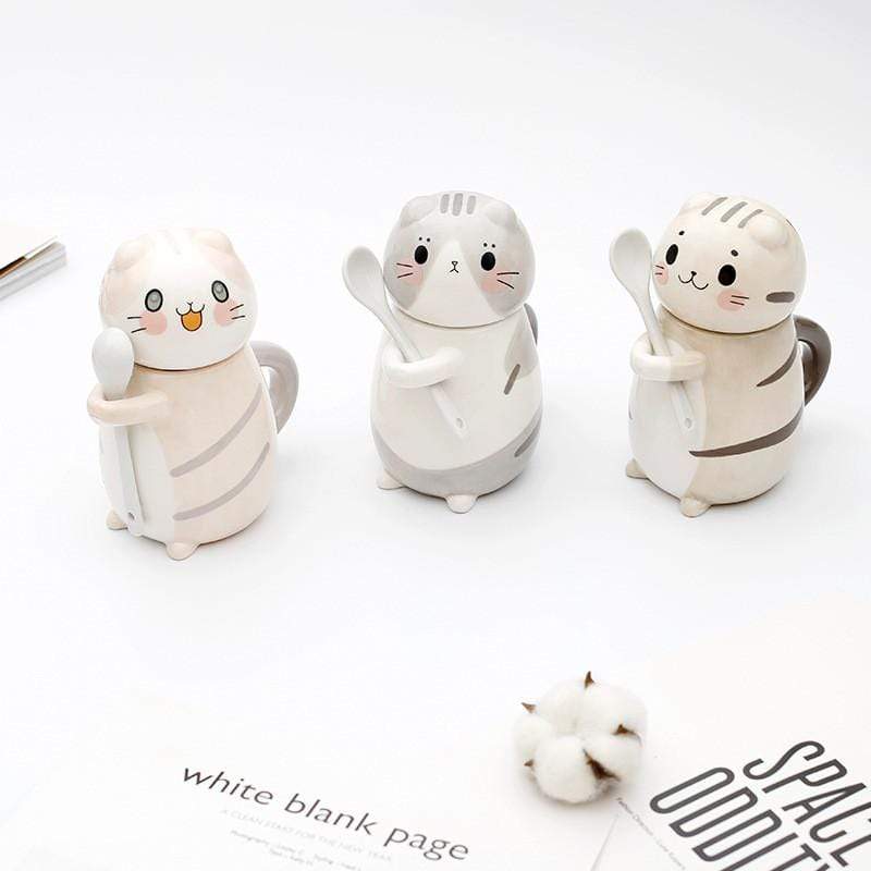 Cute Cat Coffee Mugs with Spoon