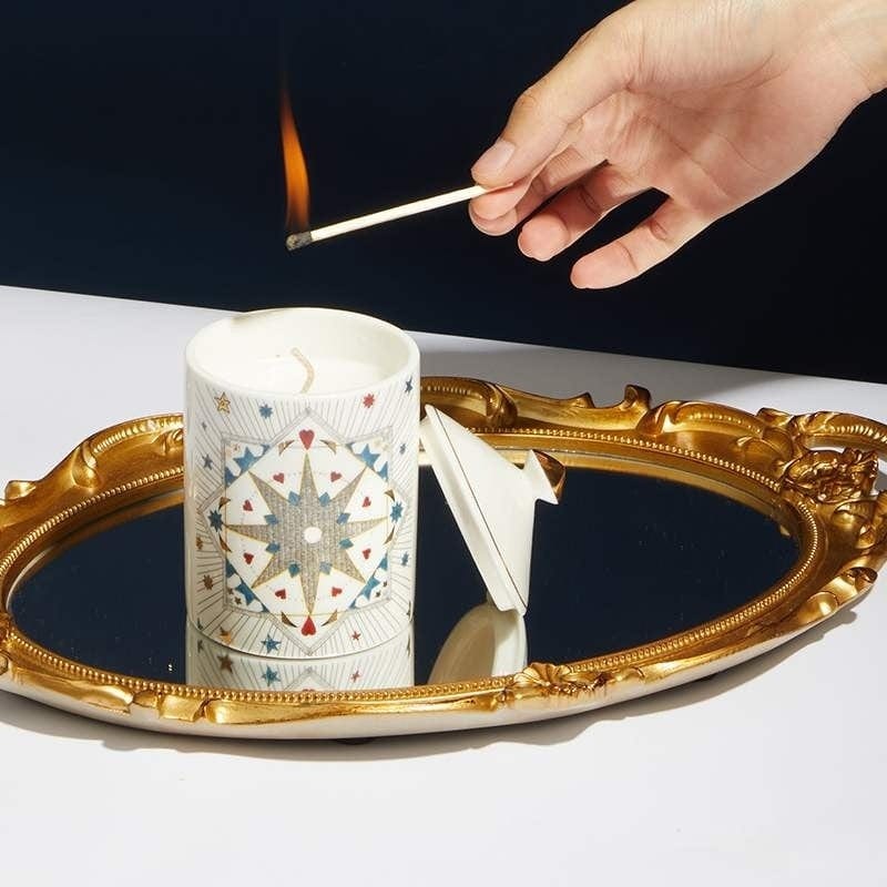 Celestial Candle Holder With Candle