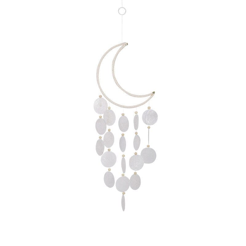 Rattan Moon Wind Chime With Natural Capiz Shells