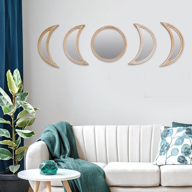 Rattan Moonphase Mirror Set