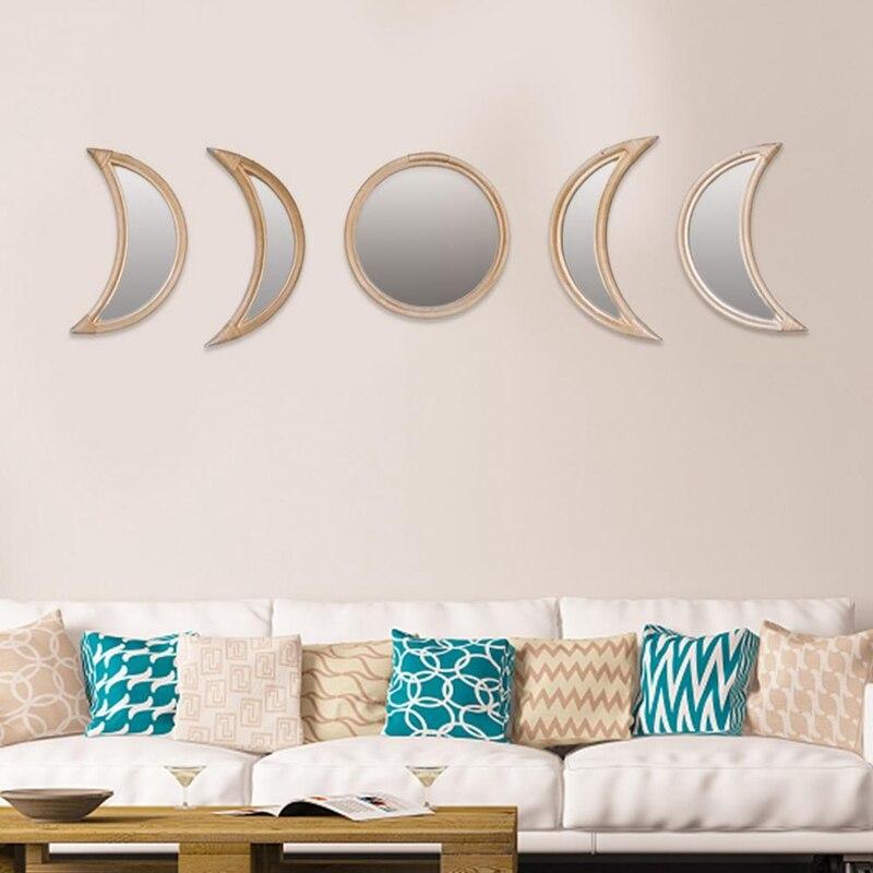 Rattan Moonphase Mirror Set