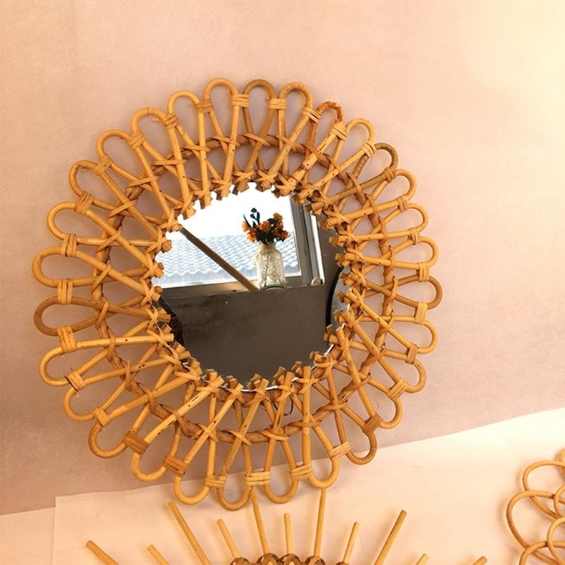 Rattan Round Hanging Mirror