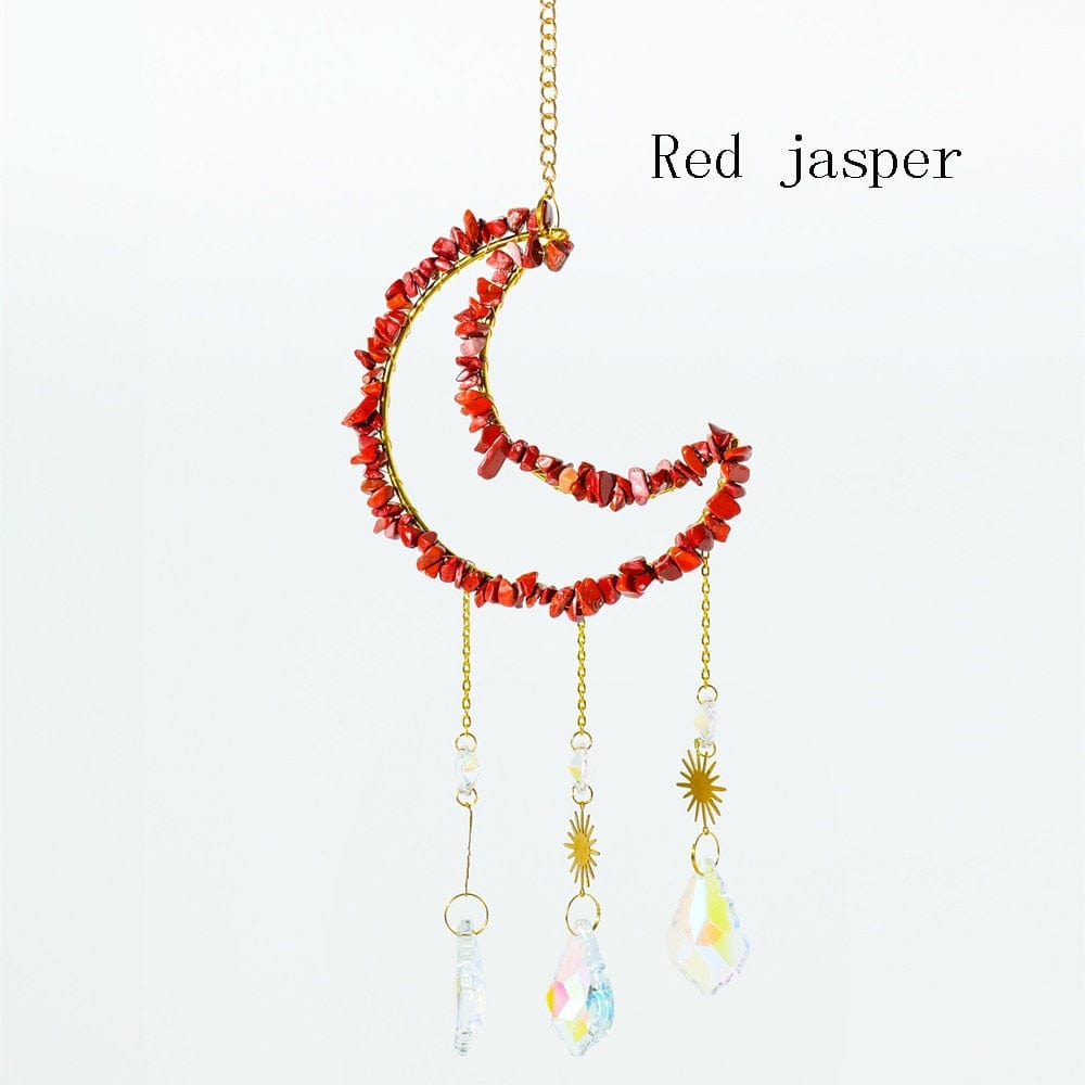 Natural Crystal Moon-Shaped Suncatcher