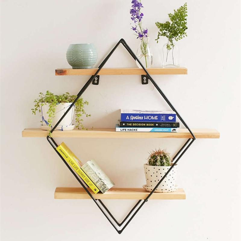 Rhomboid Wooden Wall Shelf