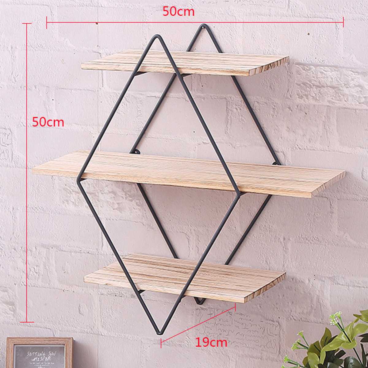 Rhomboid Wooden Wall Shelf