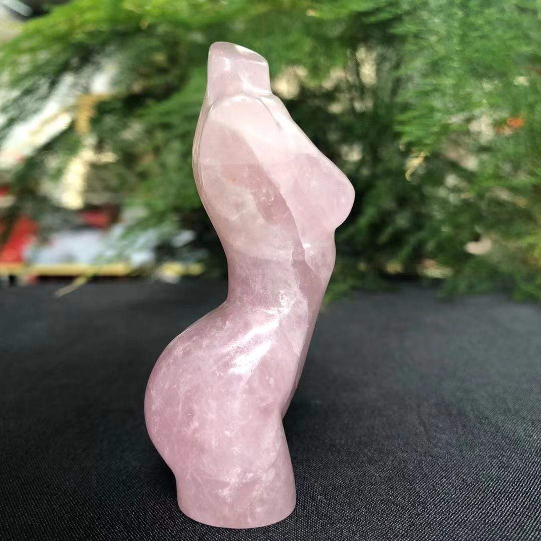 Rose Quartz Carved Crystal Goddess