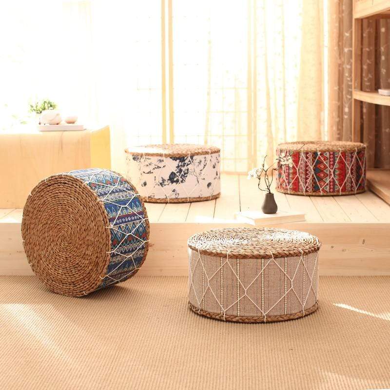 Round Straw Handmade Meditation Stool