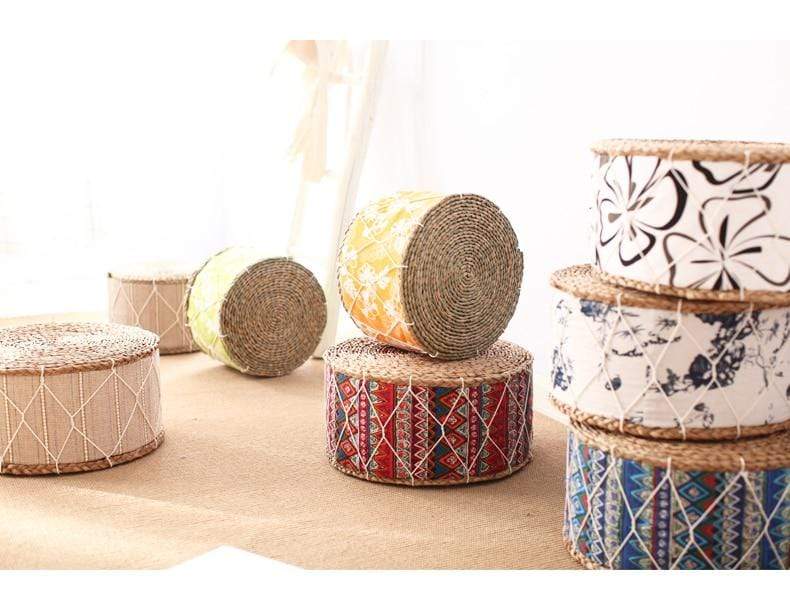 Round Straw Handmade Meditation Stool