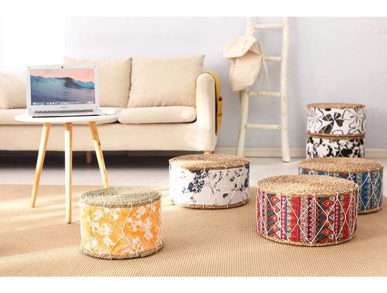 Round Straw Handmade Meditation Stool