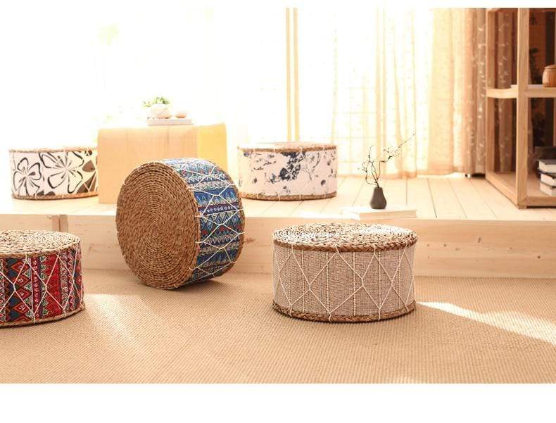 Round Straw Handmade Meditation Stool