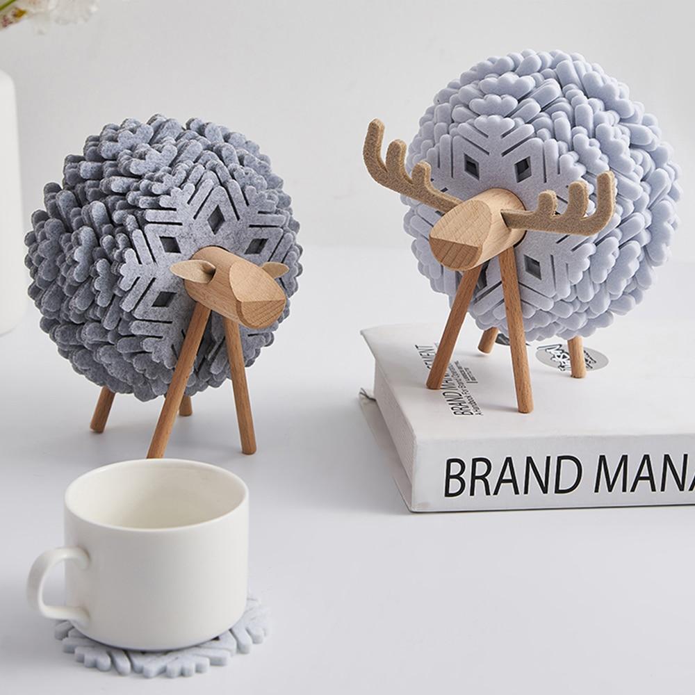 Sheep & Reindeer Snowflake Coasters with Wooden Stand