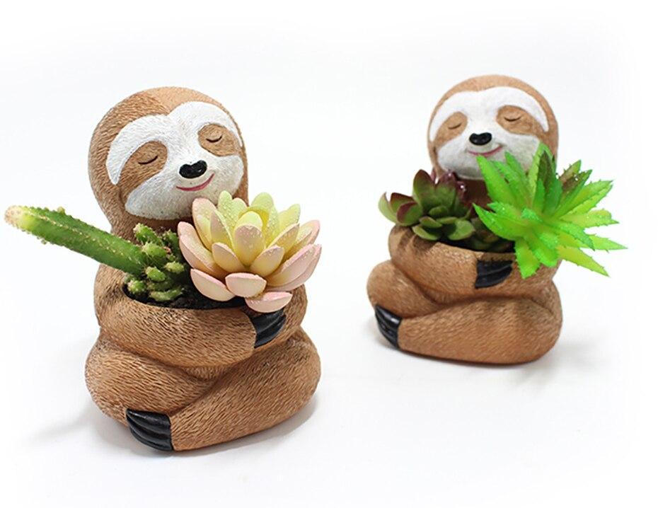 Sloth Resin Flower Pot