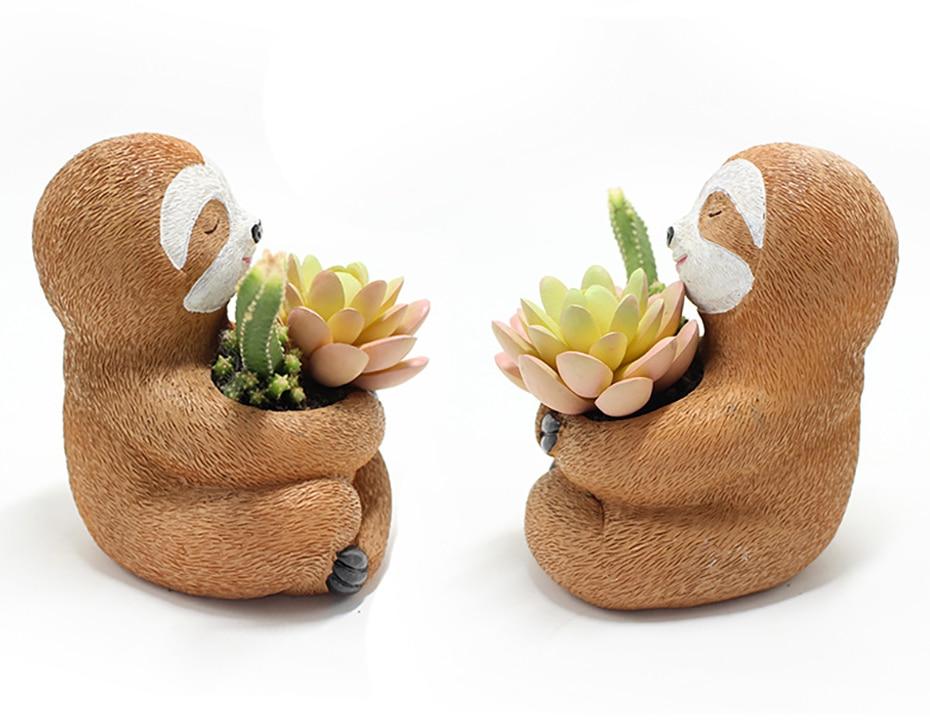 Sloth Resin Flower Pot