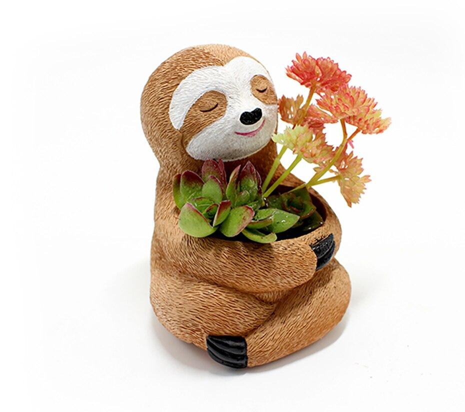 Sloth Resin Flower Pot