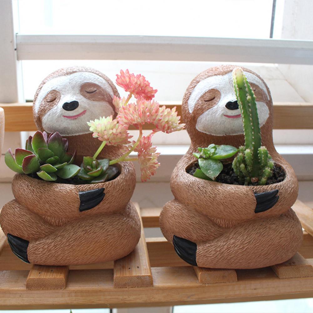 Sloth Resin Flower Pot