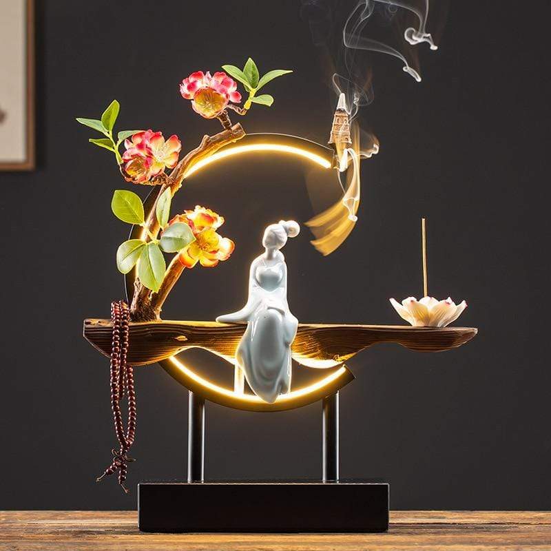Peaceful Lady Backflow Incense Burner Lamp