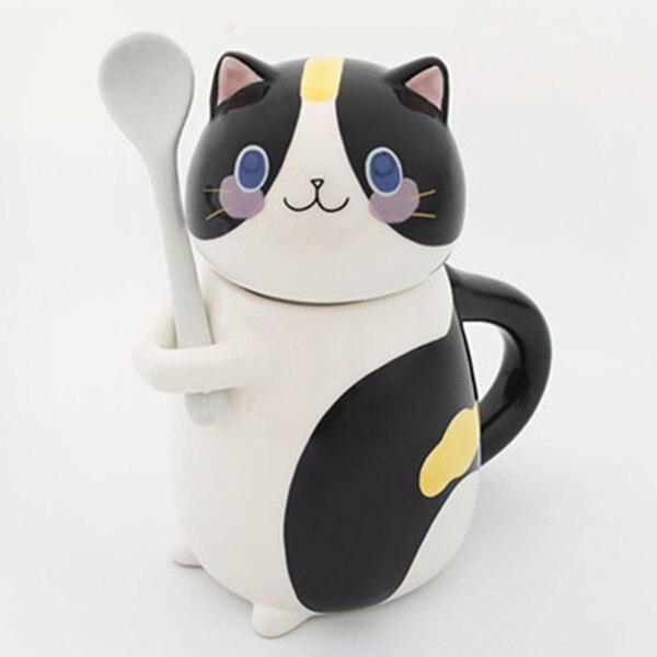 Cute Cat Coffee Mugs with Spoon