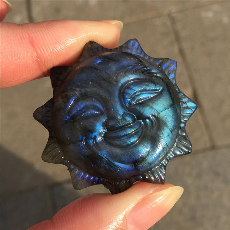 Labradorite Sun Face Carving