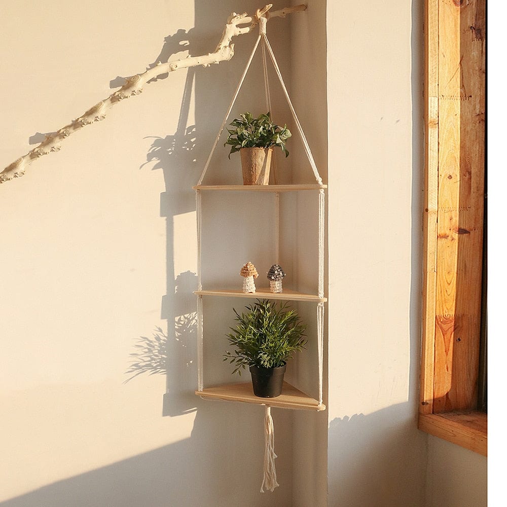 Triangle Macrame Wall Shelf