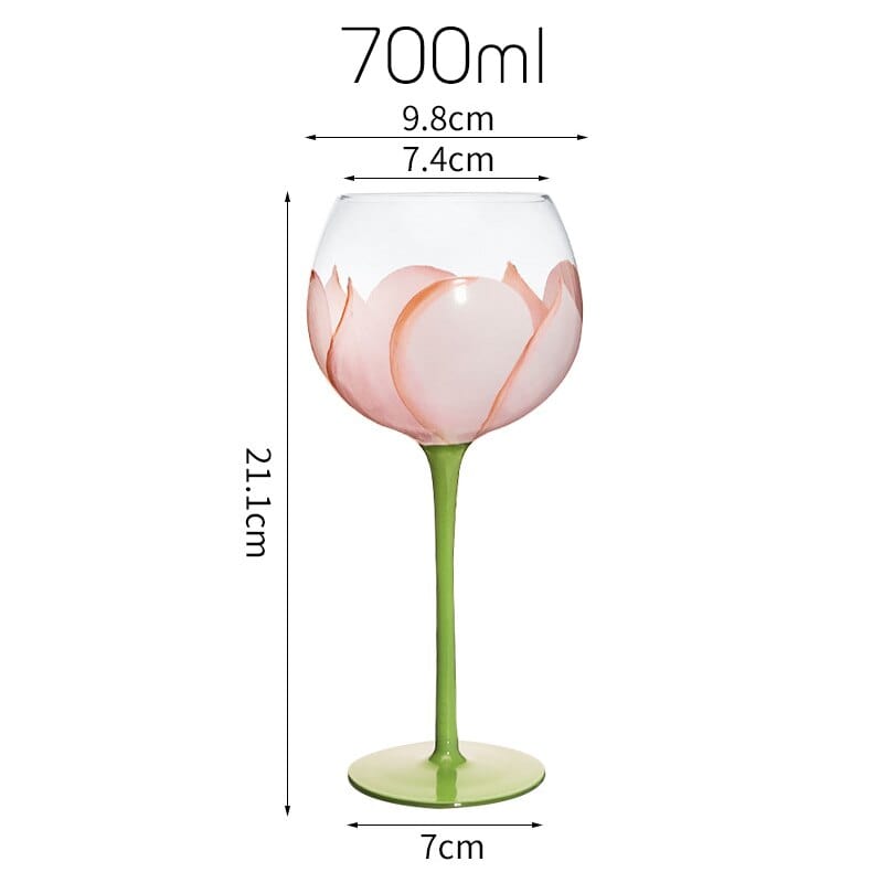 Hand Painted Floral Goblet Glass