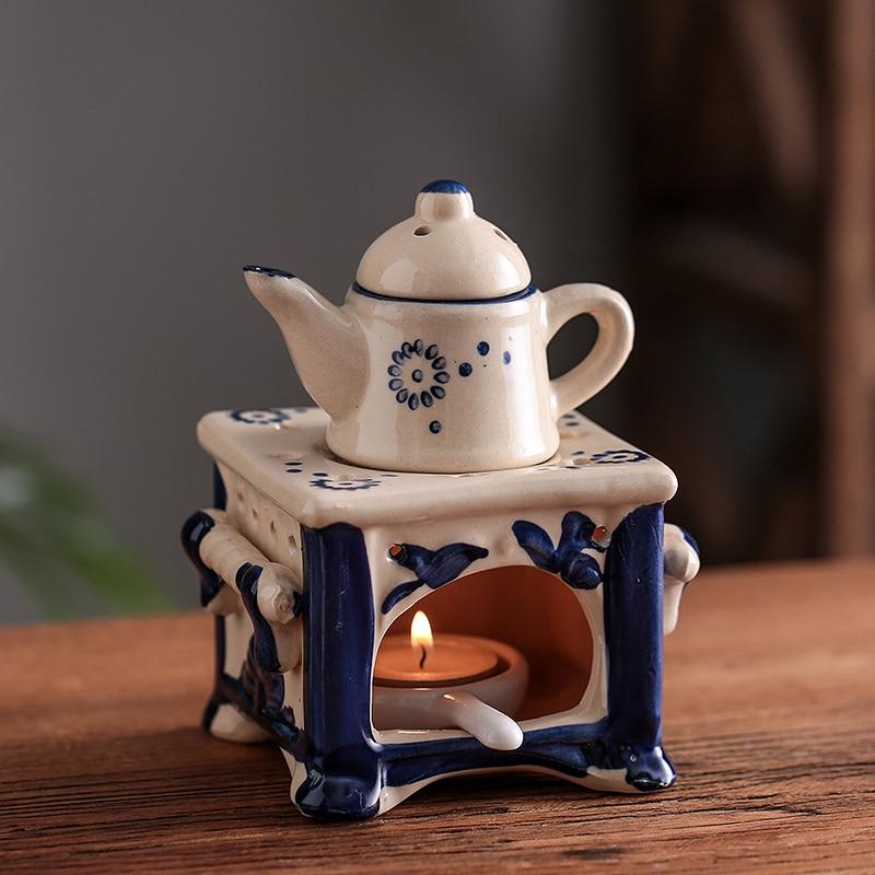Vintage Inspired Ceramic Burner, Cute Teapot-Shape
