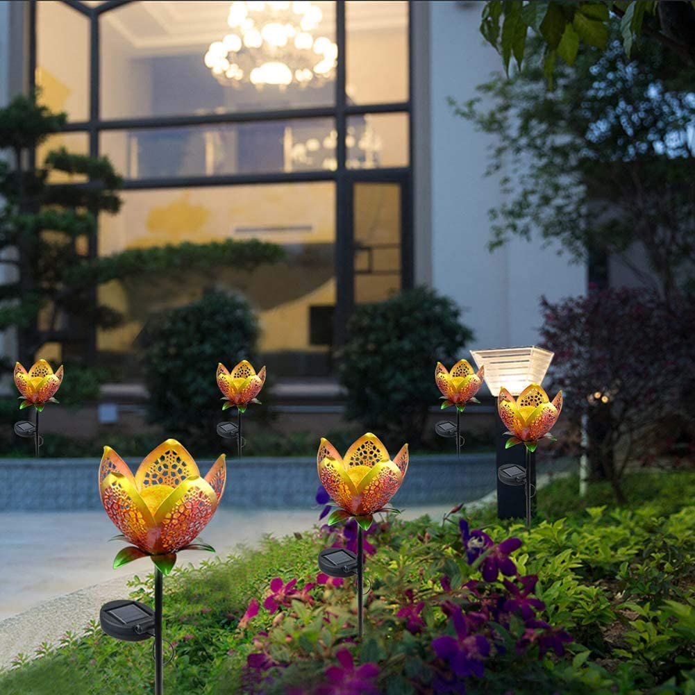 Solar Flower Crackle Garden Light