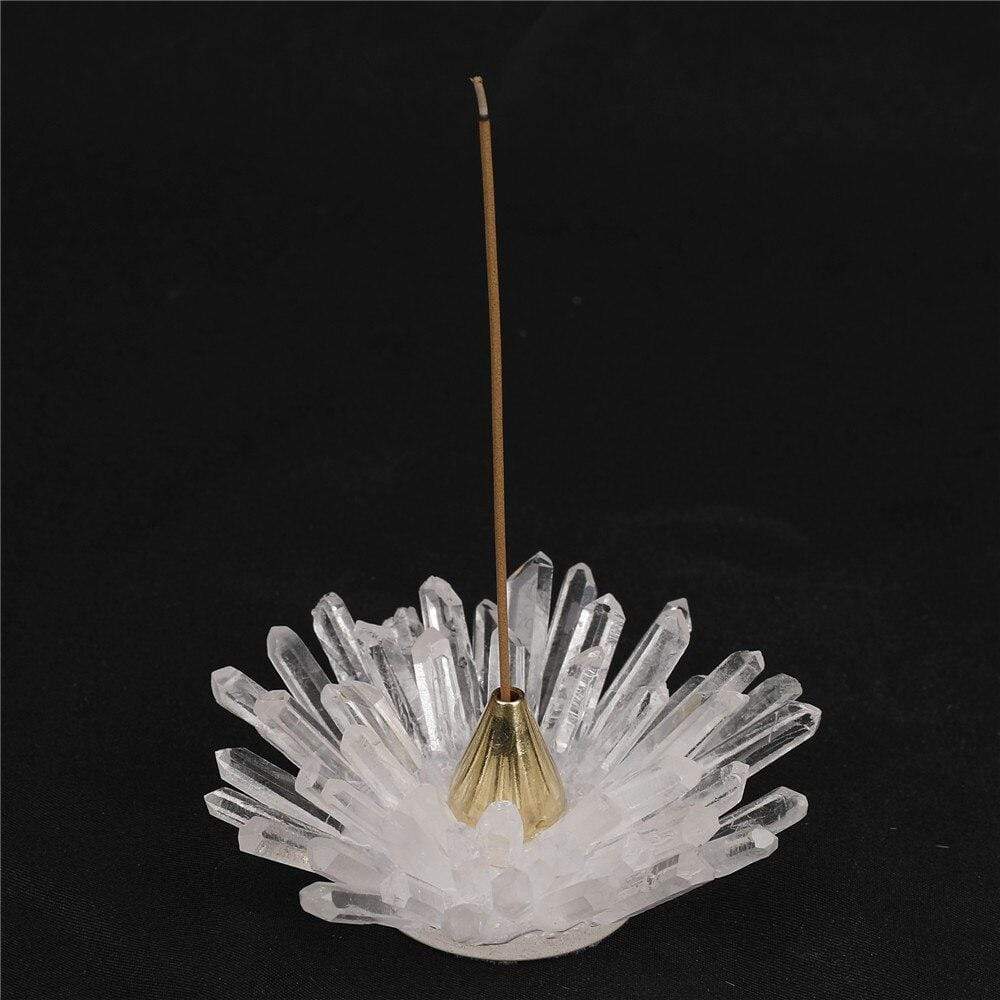 Clear Quartz Lotus-Shaped Incense Holder