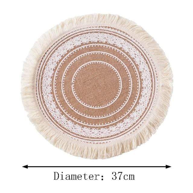 Mandala Embroidery Round Mat