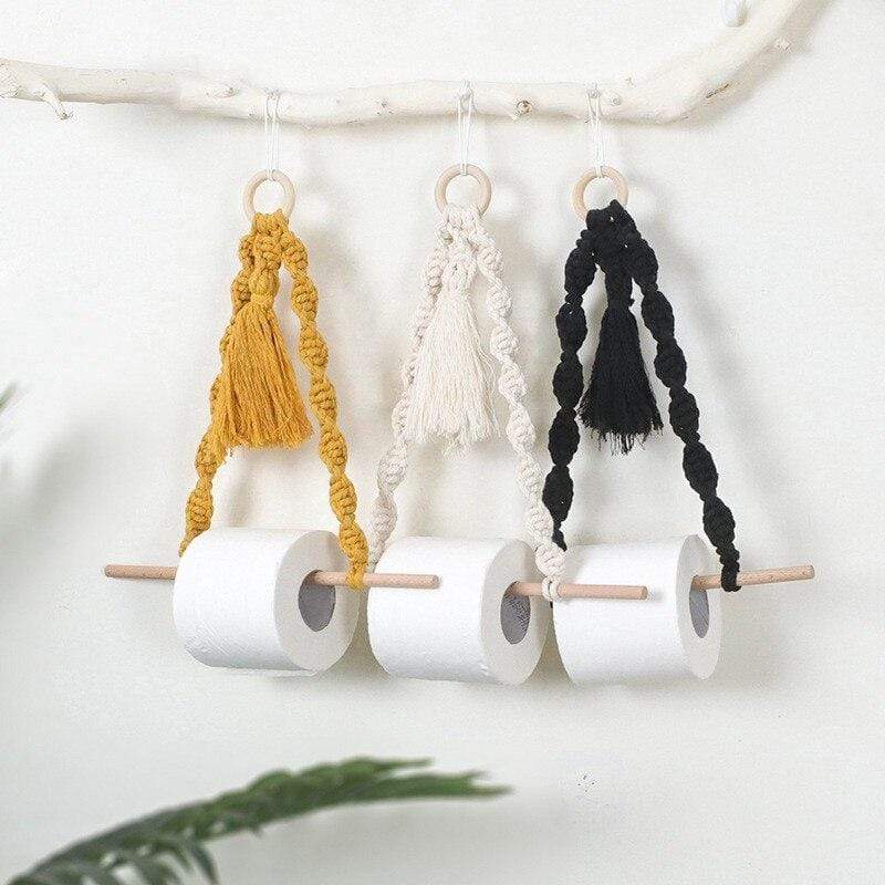 Boho Macrame Wall Hanging Toilet Paper Holder