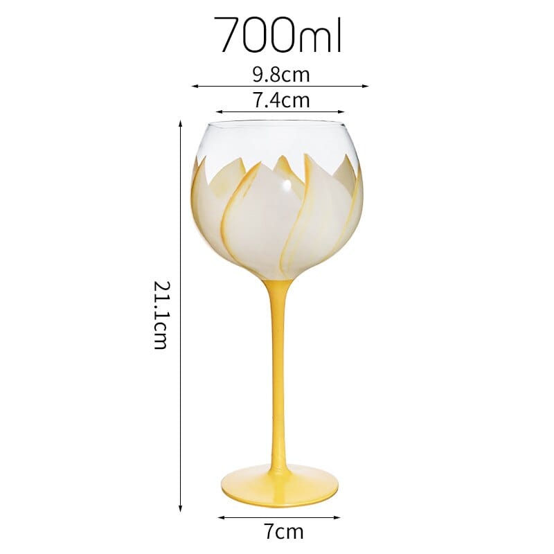 Hand Painted Floral Goblet Glass