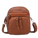 Casual soft leather solid color large capacity shoulder bag