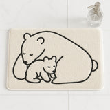 Feblilac Minimalist Bear & Cub Bath Mat | Nordic Style Soft Non-Slip Bathroom Rug