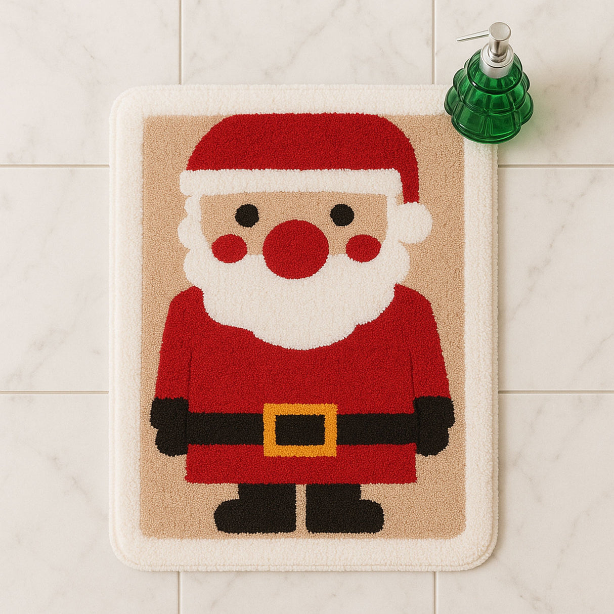 Feblilac Santa Claus Christmas Bath Mat – Holiday Non-Slip Bathroom Rug