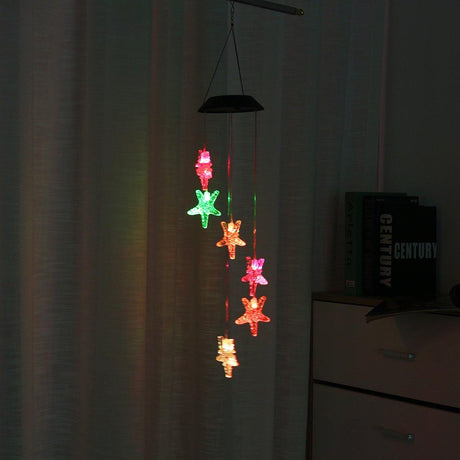 Solar Powered LED Wishing Bottle Wind Chime Hanging Light Color Changing Lamp Garden Decor Room