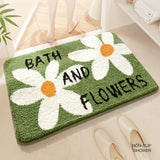 Feblilac White Daisy Tufted Bath Mat