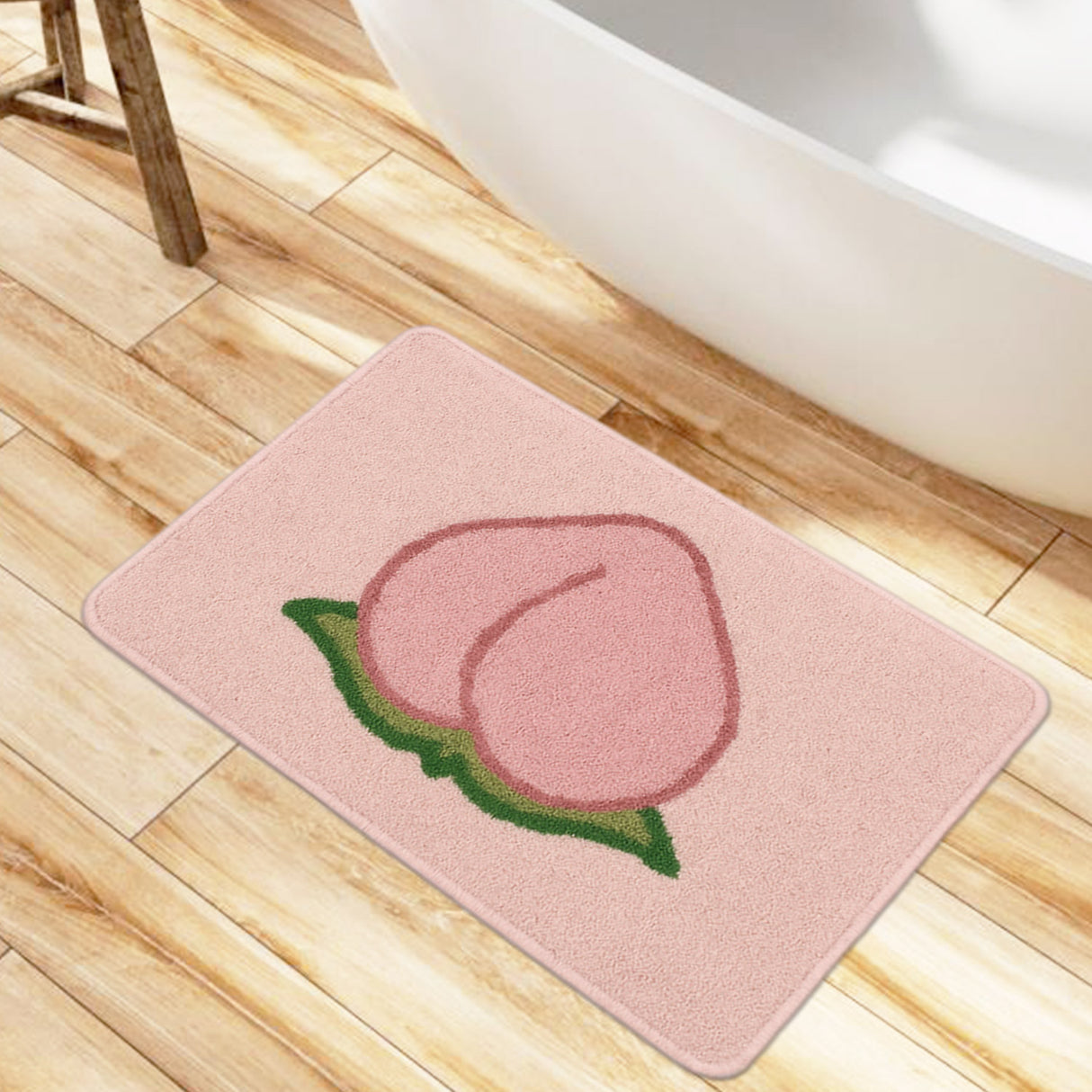 Feblilac Peach Shaped Tufted Bath Mat – Fun & Soft Non-Slip Bathroom Rug
