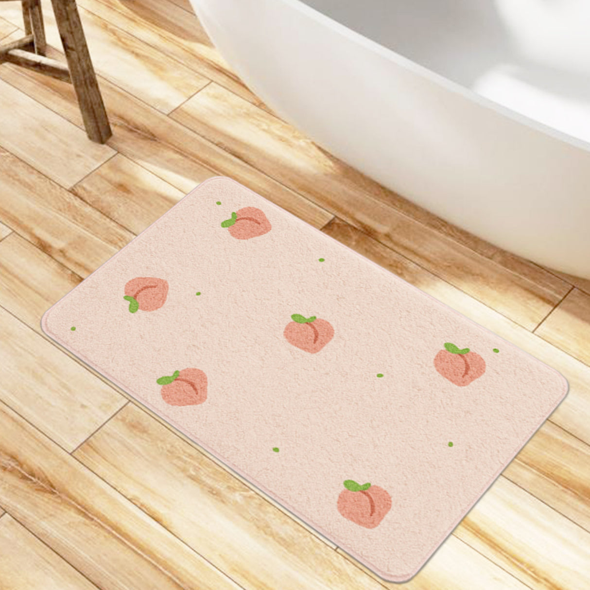 Feblilac Peach Shaped Tufted Bath Mat – Fun & Soft Non-Slip Bathroom Rug