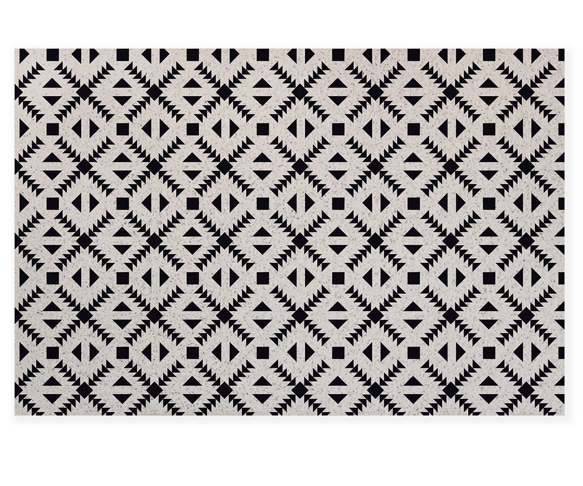 Feblilac Black and White Diamond Pattern PVC Coil Door Mat
