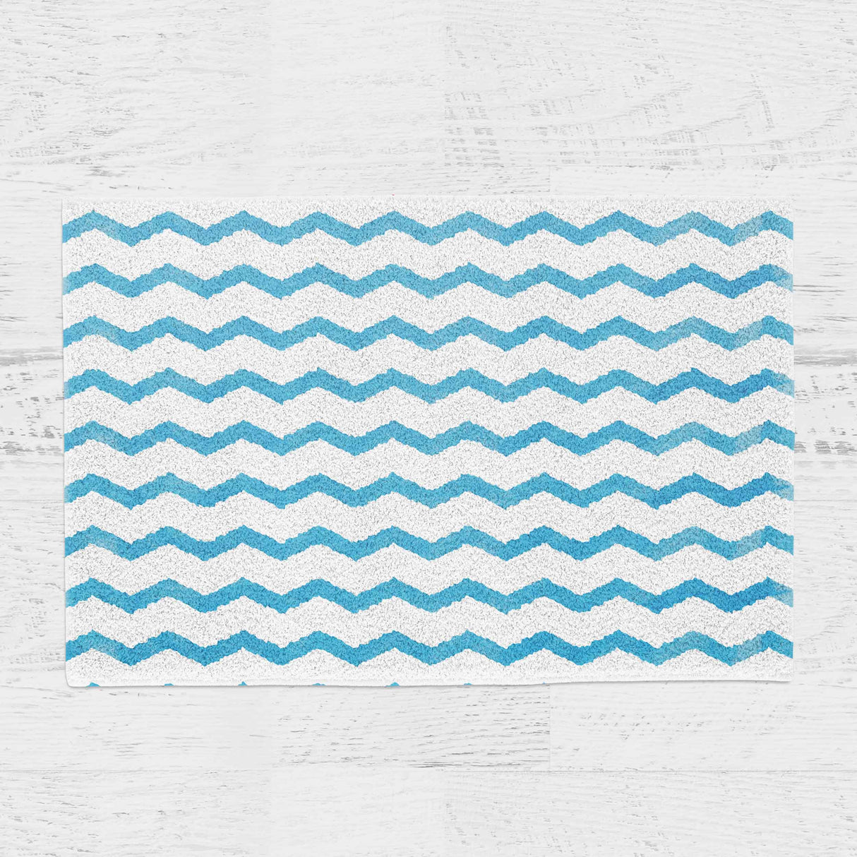 Feblilac Blue Gradient Watercolor Pattern Tufted Bath Mat