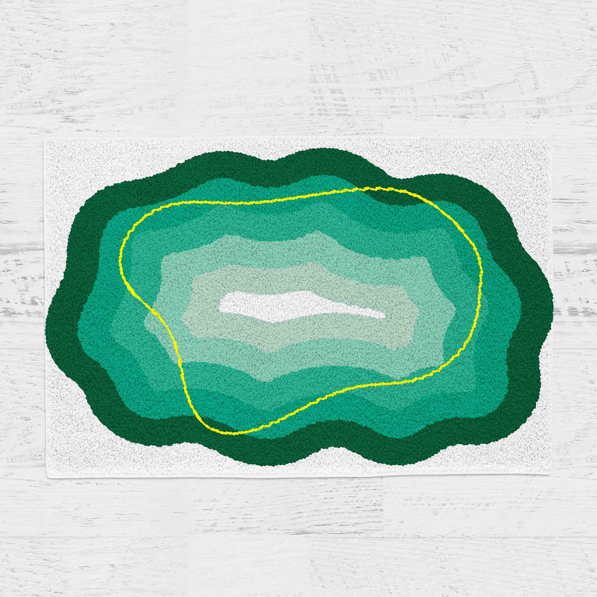 Feblilac Green Rings Within Rings Tufted Bath Mat