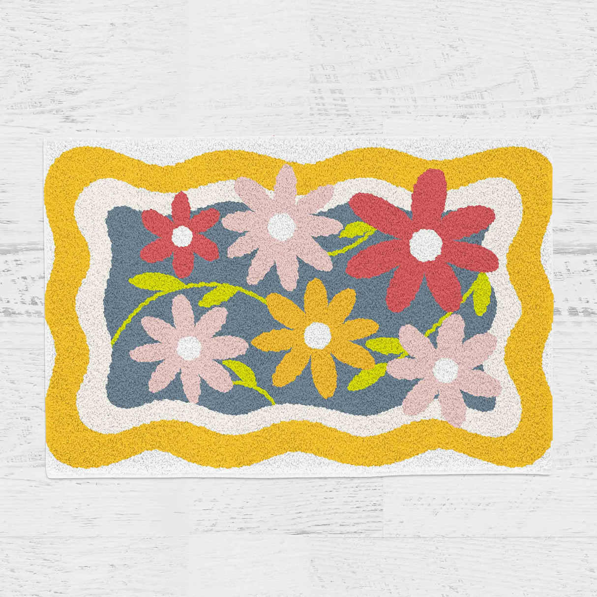 Feblilac Garden Mat Daisy Tufted Bath Mat