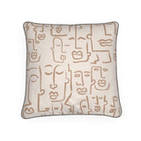 Abstract Faces Beige Velvet Cushion