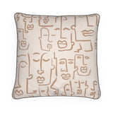 Abstract Faces Beige Velvet Cushion