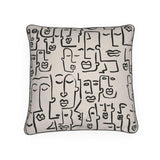 Abstract Faces Black Velvet Cushion