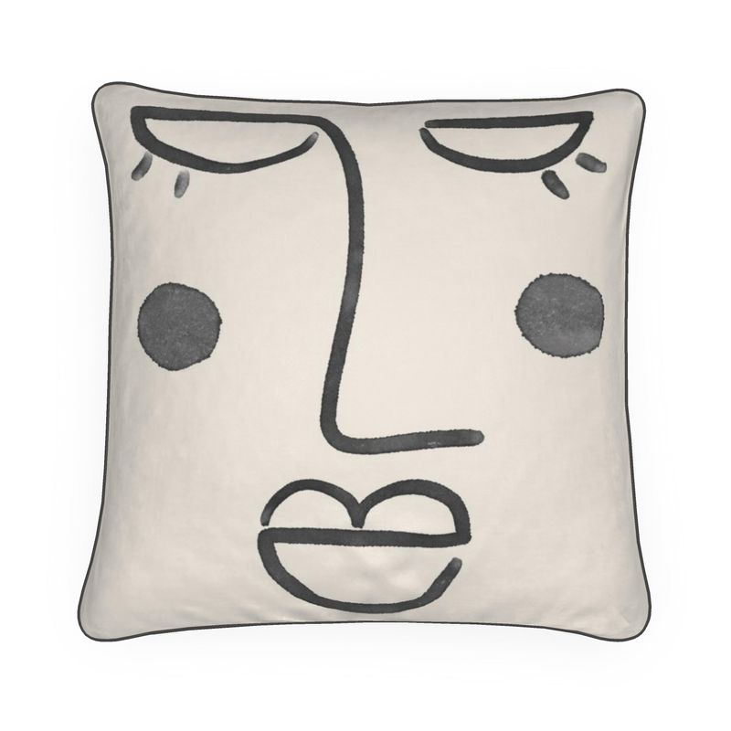 Abstract Face Velvet Cushion