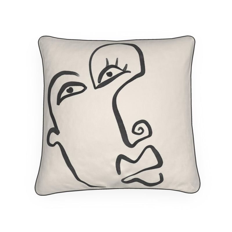 Abstract Face Velvet Cushion