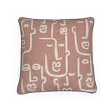 Abstract Faces Pink Velvet Cushion