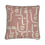 Abstract Faces Pink Velvet Cushion